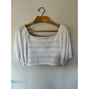 abercrombie fitch Cropped Ruched With 3/4 Sleeve Top NWT